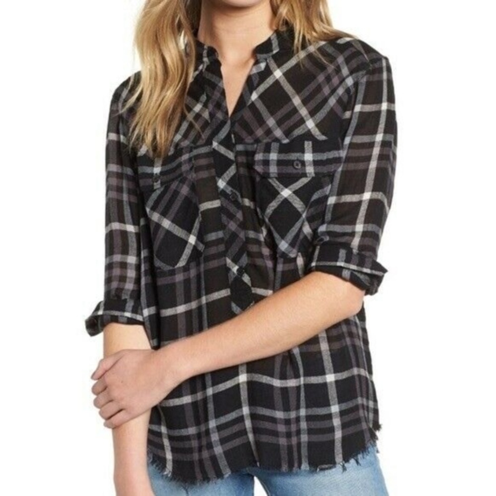 Rails frayed plaid flannel button down